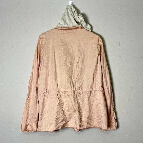 Torrid Jacket Women‎ 0 Peach Gray Hooded Anorak Jacket Lightweight Drawstring - Picture 2 of 13